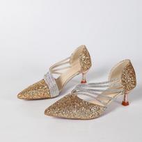 Fashion Women High Heels Pumps Hollow Out Fine Heel Sexy Pointed Toe Sandals Sparkling Rhinestones Large Size Single Shoes for Women 35 sidabras