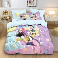 3Pcs K-Pop Demon Hunters Bedding Set 3D Printed Coreless Duvet Cover Set Soft Dormitory Bedroom Multiple Sizes Machine Washable Duvet Cover Set&EU Single(135x200cm) gray