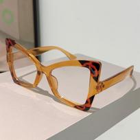 KAMMPT Butterfly Glasses Women Fashion Oversize Blue Light Blocking Optical Frames Trendy Patchwork Rim Eyeglasses transparent lenses brown