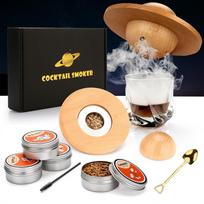 Glass Top Smoker Cocktail Smoker Kit With 4PCS Wood Chips Bartender Accessories For Whiskey Drinks Smoking Gift Kit for Dad brown