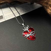Gotikinis Šikšnosparnis Rožė Širdis Kryžius Pakabukas Karoliai - Hip Hop Unisex Megztinio Grandinėlė With Stainless Steel Chain 50cm black
