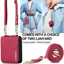 Phone Case for Samsung Galaxy Z Flip 7 6 5 4 3 Flip6 Flip5 Flip4 Long Lanyard Leather Wallet Card Cover Crossbody Purse Back Bag Samsung Z Flip 7