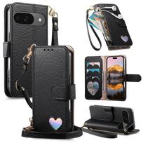 For Google Pixel 10A 9A 10 9 Pro XL Wallet Case - Zipper Purse with 3 Card Slots, Stand & Wrist Strap, Cute Shockproof Cover For Pixel 9 Pro XL juoda