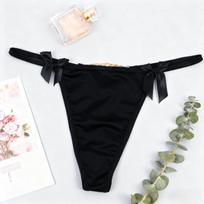 Women's Ice Silk Low-Rise Thong with Chain & Bow Detail Medium
