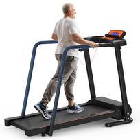 Bėgimo takeliai namų naudojimui, prailginti rankiniai bėgimo takeliai reabilitacijos fitnesui, sulankstomi bėgimo takeliai senjorams, valdymas programėle, 120 kg talpa juoda