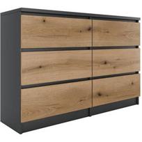 MILAN - Plati miegamojo komoda su 6 stalčiais - 30x120x77cm - Skandinaviško stiliaus - Sandėliavimo baldas