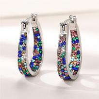 Colorful European and American Rhinestone Ear Cuff: Fashionable Versatile Women's Earrings gray