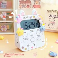 BJ Kitchen Multifunctional Timer, Learning Management Device, Alarm Clock, Electronic Timer, White Thickened Desktop Model with Stickers