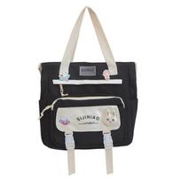 Schoolbag large capacity shoulder messenger bag female middle school student class bag tutoring bag carrying book bag Japanese pain bag handbag female No pendant model violetinė