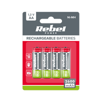 REBEL AA baterija, 2600 mAh, Ni-MH, 1.2 V, 4 vnt./bl, R6