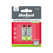 REBEL AA baterijos, 1600 mAh, ličio jonų, 1.5 V, 2 vnt./bl, R6, C tipo lizdas