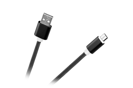 USB - micro USB kabelis M-Life nailonas, juodas, 1 m