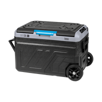 Profesionalus TEESA kompresorinis kelioninis šaldytuvas su šaldymo funkcija, 40 l DC12/24 AC 230 V, maitinimas baterijomis, dideli ratukai ir tvirta rankena, Bluetooth, du skyriai