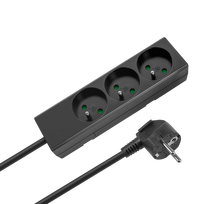 Prailgintuvas 3 lizdai 1.5 m prancūziško tipo be jungiklio (3x1.0 mm) Rebel juodas