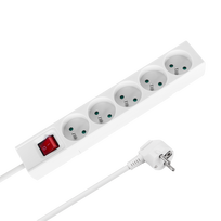 Prailgintuvas 5 lizdų 1.5 m prancūziško tipo su jungikliu (3x1.0 mm) Rebel, baltas