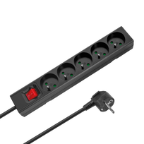 Prailgintuvas 5 lizdų 2 m prancūziško tipo su jungikliu (3x1.5 mm) Rebel, juodas