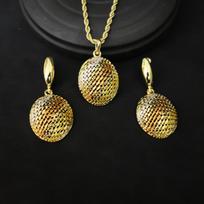 24K vietnam middle east bride two necklaces pendant earrings set gold-plated Zircon dubai bridal set beige
