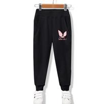 3-14 Years Girls Low Battery Funny Sport Pants Cotton Jogger Pants Children Cartoon Print Trousers 90cm