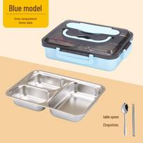 304 nerūdijančio plieno bento dėžutė - Nešiojama, mikrobangų krosnelėje saugi pietų dėžutė biurui, mokyklai, stovyklavimui Blue, 3 Compartments gray