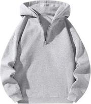 2024 American Casual Zip-Up Hoodie - Loose Sports Sweatshirt for Autumn/Winter European & American Streetwear XXXL pilka spalva