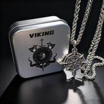 316L nerūdijančio plieno vikingų runų kompaso pakabuko grandinėlės karoliai vyrams papuošalai vintažiniai aksesuarai gray