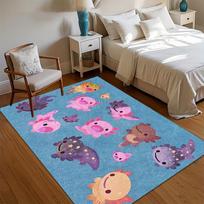 Cute Axolotl Collage Area Rug Non-Slip Carpet for Living Room & Bedroom Light Blue Background Durable Floor Mat Washable Rugs 40x60CM