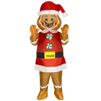 Gingerbread Man Christmas Inflatable Costume - Party Prop & Cartoon Mascot Suit in Red One Size red