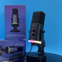 Dinaminiame RGB USB kondensatoriniame mikrofone su triukšmo slopinimu, skirtame žaidimams, tiesioginėms transliacijoms ir PC staliniam kompiuteriui.