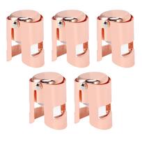 5Pcs Champagne Bottle Stopper Stainless Steel Champagne Sealer Plug Reusable Wine Saver for Wine Bottles Sparkling beige