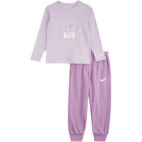 Nike Casual Sports Suit Comfortable Soft Skin-Friendly Top Simple Versatile Long Pants Kids suit Light-Purple Red IH0980-512 4