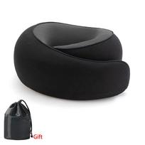 Kelioninė kaklo pagalvė Memory Foam kaklo pagalvė patogumui lėktuve Kompaktiškas ergonomiškas dizainas kelionei, kelionei automobiliu, naudojimui namuose Ideali 2Pcs juoda