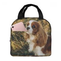 Custom Cavalier King Charles Spaniel Square Insulated Lunch Bag for Women Children Portable Food Boxes Thermal Lunch Box Tote One Size