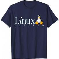 Funny Linux Os Powered by Linux Penguin 0414 Developer Gift t shirt for Software Engineer Graphic clothes All size Tops S6XL S black