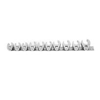 10PCS 11-22mm Crowfoot Wrench Set 3/8 Inch Drive With Storage Rail Flare Nut Wrench Set Chrome Vanadium Steel white