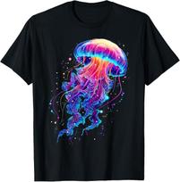 Retro Jellyfish Rainbow Sea Ocean Lover Men Women Kids T-Shirt S įvairiaspalvis