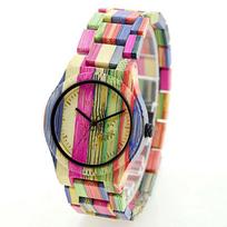 Elegant Colorful Bamboo Wood Watch Fashionable Quartz Wrist Watch (with Gift Box) notDangerousPBY_0450BDG1
