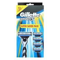 Gillette Mach 3 1 handle + 5 razor heads Classic Safety Razor Blades Straight Shaver for Men blue