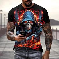 Madingi siaubo kaukolės 3D spausdinimo marškinėliai Vasaros vyriški apvalios apykaklės trumpomis rankovėmis marškinėliai Laisvi viršutiniai drabužiai Streetwear Vaikų drabužiai 6XL black