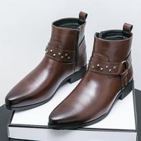 Mada Nauja Mada Vyriški Smailūs Punk Kniedyti Chelsea Motociklininko Kulniukai Vyrai Dizainerio Laisvalaikio Aukšti Platforminiai Batai Zapatos Hombre 38 gray
