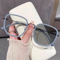 Women Trendy Photochromic Myopia Glasses Anti Blue Light Short Sighted Eyewear Finished Round Sunglasses Goggle Diopter 0~-4.0 0 gray