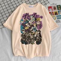 Jojo Bizarre Adventure Steel Ball Run tshirt Women Gothic korean clothes Y2k top tees streetwear Pastel Psychedelic anime 2000s S gray
