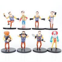 Naujas 8 vnt. Hello Neighbor My Mcfarlane Raktų pakabukas Lėlė Ornamentas Mini Madingas Kūrybiškas Periferinis Modelis Kambario Ornamentas Dovana gray