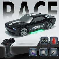 Nuotolinio valdymo automobilio RC Drift Car 2.4GHz 1:20 mastelio 4WD 20KM/H didelio greičio transporto priemonė su LED žibintais, dreifuojančiais padangų žaisliniais automobiliais suaugusiems, berniukams ir mergaitėms juoda
