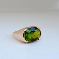 Rich Green Peridot 925 Sterling Silver Rose Gold Fill Ring Jewelry, Unisex Birthstone Gift Ring 9 white