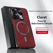 Dėklas Redmi Note 13 Pro 5G Poco X6 Magnetinis Elegantiškos Odos Atsparus Dėvėjimuisi Objektyvas Visiškai Dengiantis Neslystantis Kraštų Dengiklis Korpusas Redmi Note 13 Pro 5G