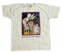 Vtg 1990s Native American Indian Wolf T Shirt Human-i-Tees XL Single Stitch NEW S beige