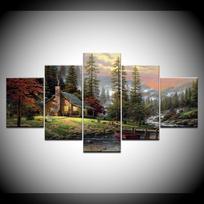 Woods and rivers Landscape 5 Piece Wallpapers Art Canvas Print modern Poster Modular art painting for Living Room Home Decor 20x35 20x45 20x55cm