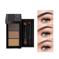 Ocheal 3color Eyebrow Powder Black Brown Lift Eyebrow Professional Waterproof Cosmetic Eye Shadow Palette with Brush beige