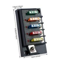 12V saugiklių blokas 4/6 grandinės Vandeniui atsparus jūrinis saugiklių skydelis Relės dėžutės rinkinys su LED indikatoriumi Drėgmei atsparus dangtelis Automobiliui Kemperiui Sunkvežimiui Valtis 4 Ways Backup gray