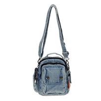 Retro Washed Old Denim Mini Messenger Bag šviesiai mėlyna spalva